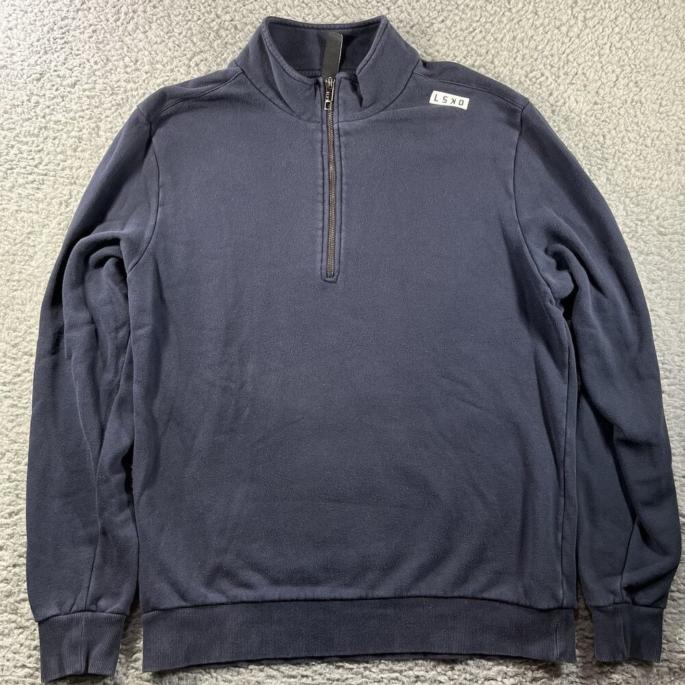 LSKD Activewear Quarter Zip Pullover Sweatshirt Navy Blue Men's Size XL